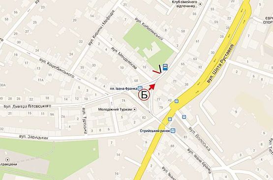 Схема рекламной плоскости по адресу Франка  (в центр)