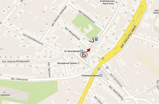 Схема рекламной плоскости по адресу Франка  (в центр)