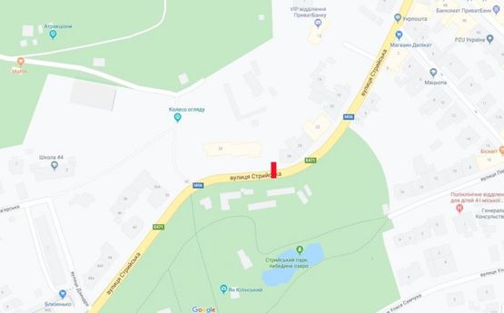 Схема рекламной плоскости по адресу Стрийська, 26 (парк розваг)