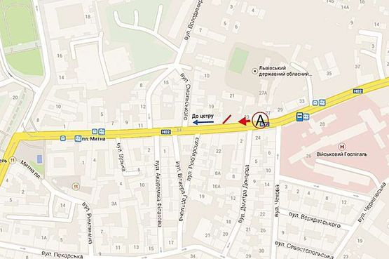 Схема рекламной плоскости по адресу Личаківська, 21 ( центр, до ТЦ Роксолана)