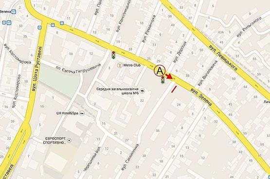 Схема рекламной плоскости по адресу Зелена - вул. Самійленка