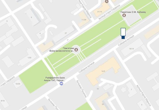 Схема рекламной плоскости по адресу вул. Леніна, район буд.№22/19