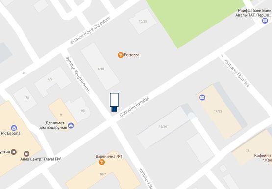 Схема рекламной плоскости по адресу перехрестя вул. Леніна та вул. Квартальної