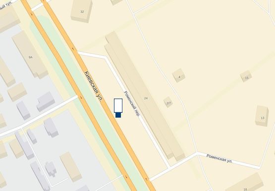 Схема рекламної площини за адресою ул. Киевская, район дома №24 (в сторону Киева)