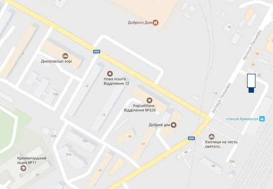 Схема рекламной плоскости по адресу пл. Привокзальна (ж/д вокзал)№8