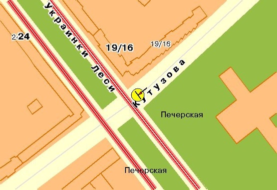 Схема рекламной плоскости по адресу Кутузова ул., на разделителе