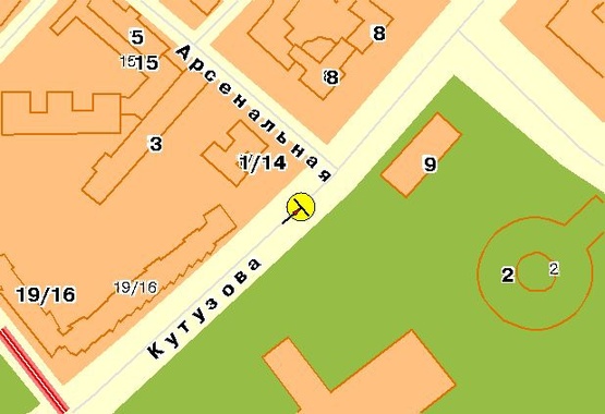 Схема рекламної площини за адресою Кутузова ул., на разделителе