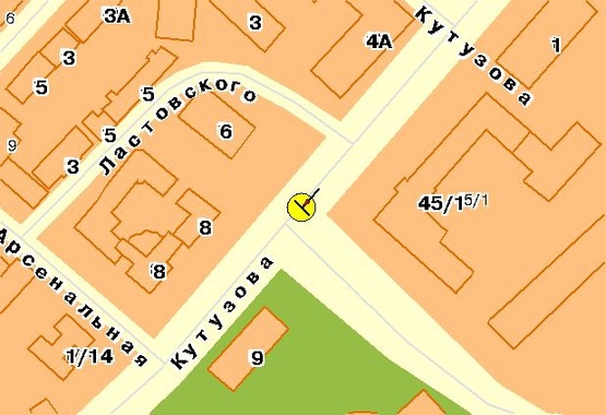 Схема рекламной плоскости по адресу Кутузова ул., на разделителе