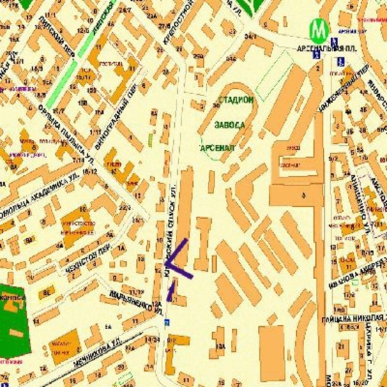 Схема рекламной плоскости по адресу Кловский спуск 7, к ул.Институтской, к ст.м."Крещатик", в центр