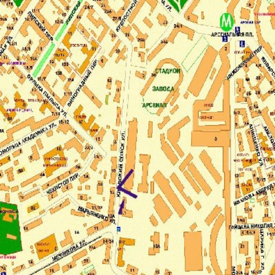 Схема рекламной плоскости по адресу Кловский спуск 7, к ул.Институтской, к ст.м."Крещатик", в центр