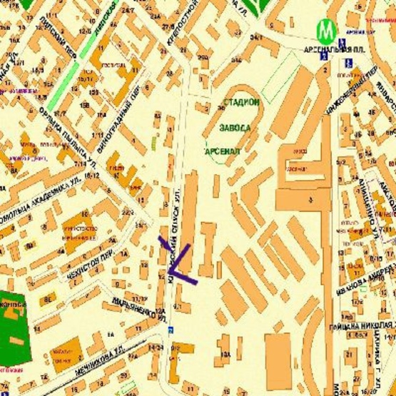 Схема рекламної площини за адресою Кловский спуск 7, от ул.Институтской, от ст.м."Крещатик", из центра