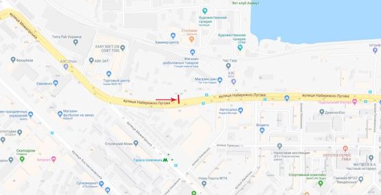 Схема рекламної площини за адресою Набережно-Луговаz вул. 23 навпротив