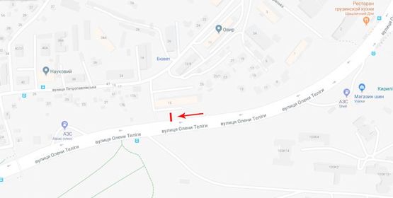 Схема рекламной плоскости по адресу Телиги Е. ул. у д.№15 по ул. Петропавловской