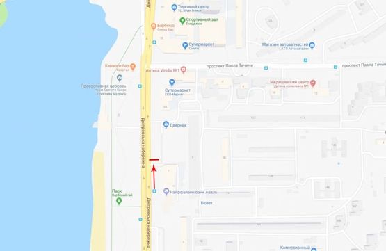 Схема рекламной плоскости по адресу Днепровская набережная 5-А