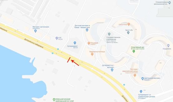 Схема рекламной плоскости по адресу Днепровская набережная 17 напротив