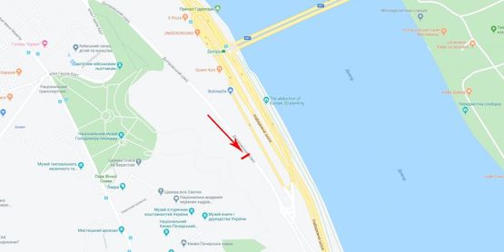Схема рекламной плоскости по адресу Днепровский спуск, 400 м до  поворота  на Набережное шоссе