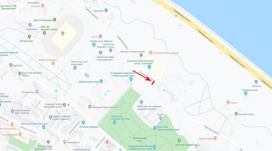 Схема рекламної площини за адресою Парковая дорога 3/5, к пл. Андрея Первозванного, из центра