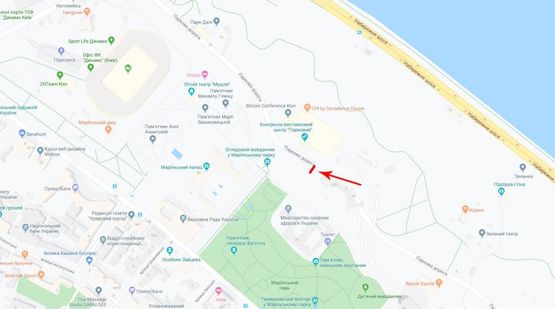 Схема рекламної площини за адресою Парковая дорога 3/5, к пл. Андрея Первозванного, в центр