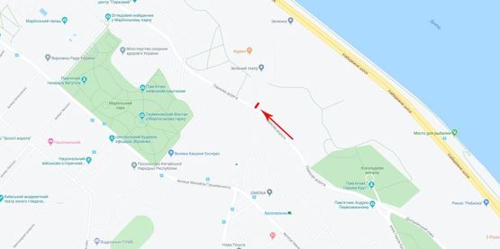 Схема рекламної площини за адресою Парковая дорога, поворот к Зеленому театру, из центра