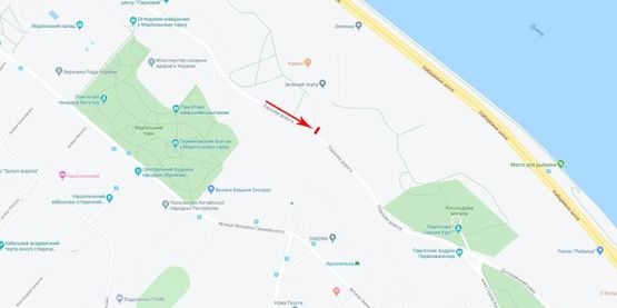 Схема рекламної площини за адресою Парковая дорога, поворот к Зеленому театру, в центр