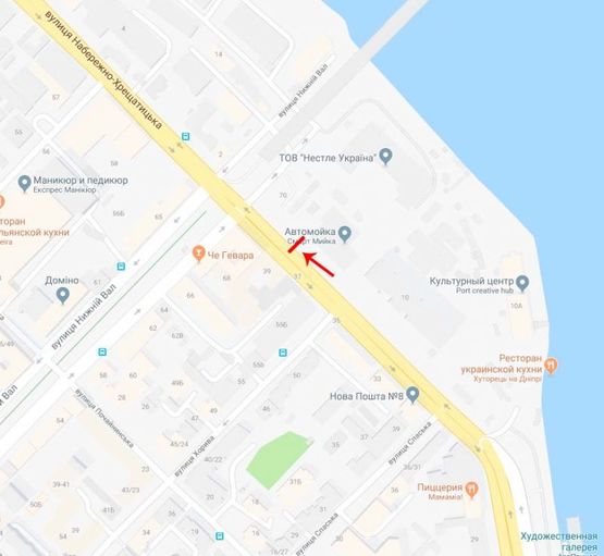 Схема рекламної площини за адресою Набережно-Крещатицкая ул. 39 напротив