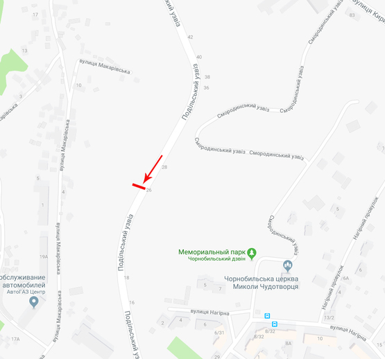 Схема рекламной плоскости по адресу Подольский спуск