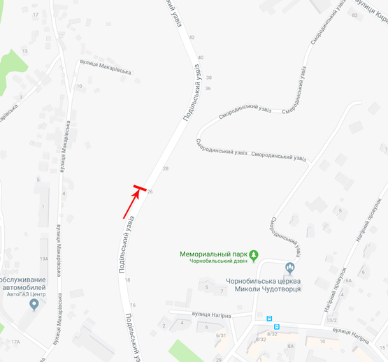 Схема рекламної площини за адресою Подольский спуск