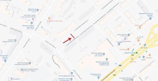 Схема рекламної площини за адресою Примаченко Марии ,бульв. 1/27, бульварная часть