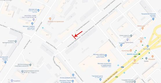 Схема рекламной плоскости по адресу Примаченко Марии ,бульв. 1/27, бульварная часть