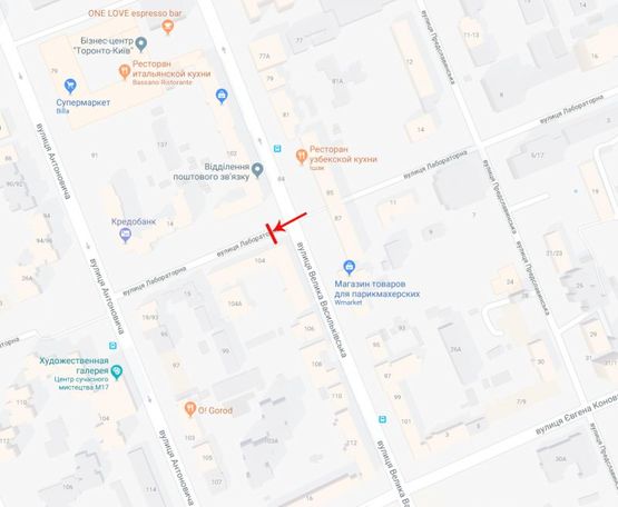 Схема рекламной плоскости по адресу Лабораторная ул. / ул. Большая Васильковская, 104