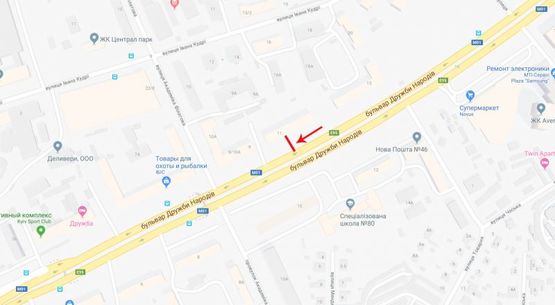 Схема рекламної площини за адресою Дружбы Народов бульв. 11