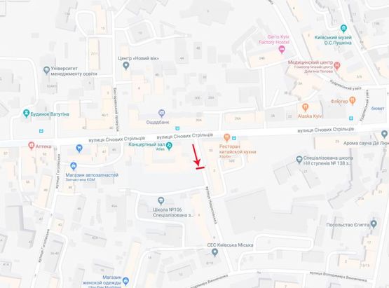 Схема рекламної площини за адресою Некрасовская ул. 1 напротив