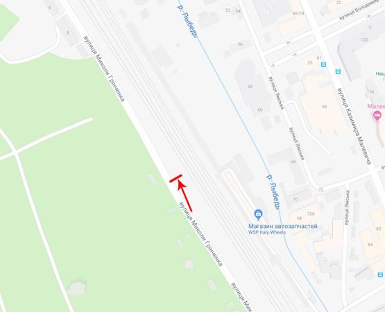 Схема рекламной плоскости по адресу Гринченко Н. ул.