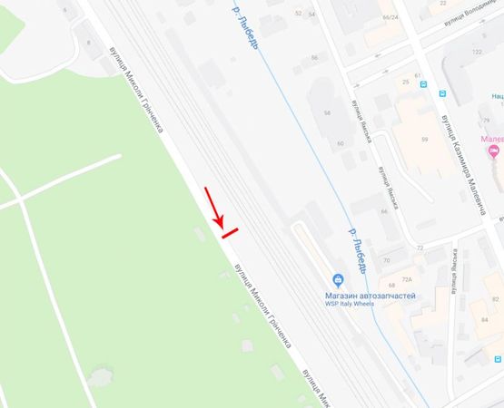 Схема рекламної площини за адресою Гринченко Н. ул.