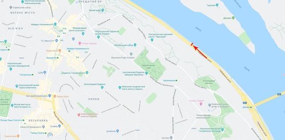 Схема рекламної площини за адресою Набережное шоссе,напротив д №14