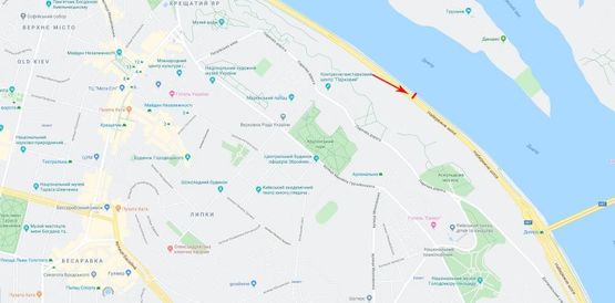 Схема рекламної площини за адресою Набережное шоссе,напротив д №14