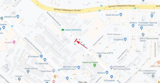 Схема рекламної площини за адресою Межигорская ул.83