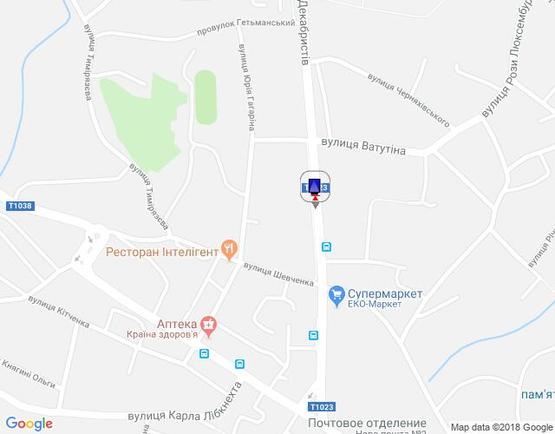 Схема рекламної площини за адресою вул. Декабристів, 9 - головна розв'язка міста, кафе "Ласощі"