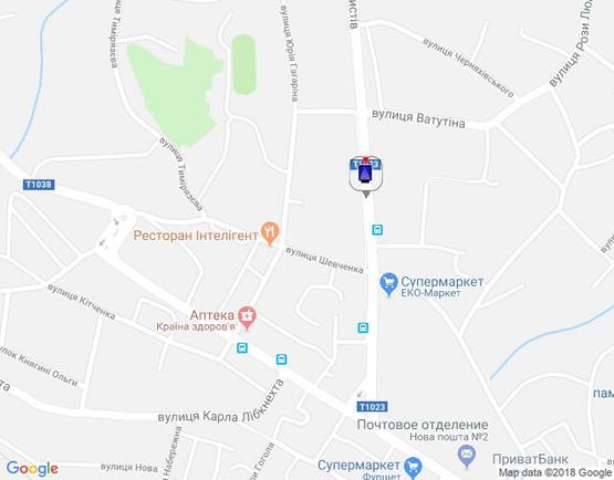 Схема рекламної площини за адресою вул. Декабристів, 9 - головна розв'язка міста, кафе "Ласощі"