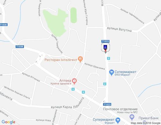 Схема рекламної площини за адресою вул. Декабристів, 9 - головна розв'язка міста, кафе "Ласощі"