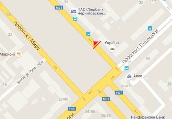 Схема рекламної площини за адресою Мира пр., 33, ГДК Славянский