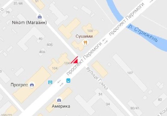 Схема рекламной плоскости по адресу Победы пр., 104 - Гончая ул.