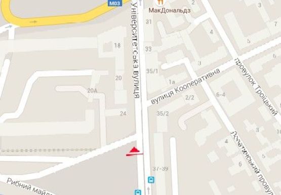 Схема рекламной плоскости по адресу Университетская ул. - Рыбная пл.