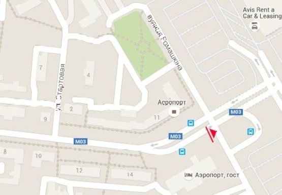 Схема рекламної площини за адресою Аэрофлотская ул. - Ромашкина ул.