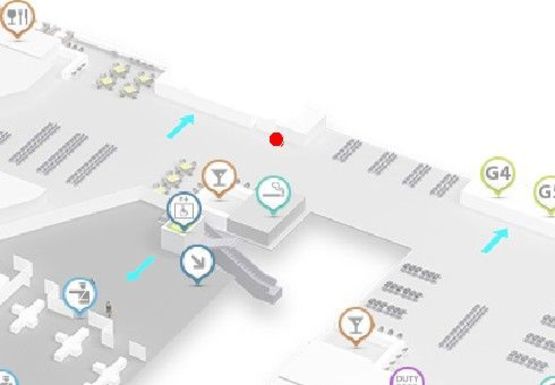 Схема рекламной плоскости по адресу Зал ожидания вылетов, 2 этаж  (Терминал А)