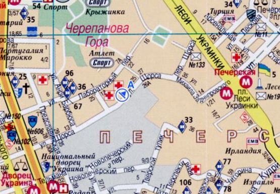 Схема рекламной плоскости по адресу Коновальца ул., 21 (бывш. Щорса ул.) (BackLit)