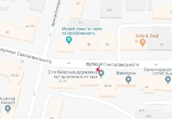 Схема рекламной плоскости по адресу Саксаганского ул., 45