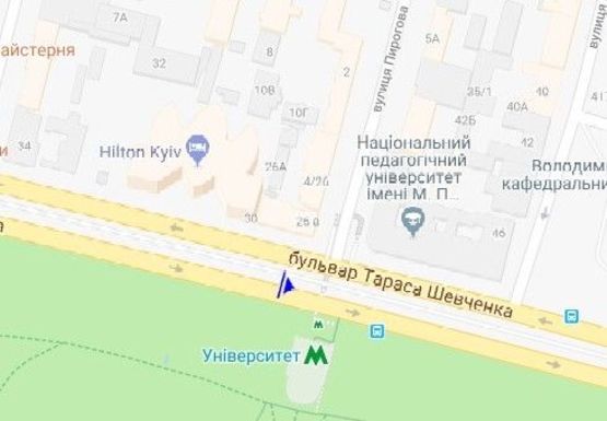 Схема рекламної площини за адресою Шевченко б-р