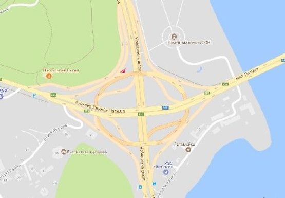 Схема рекламной плоскости по адресу Наводницкий путепровод съезд на Дружбы Народов бул.