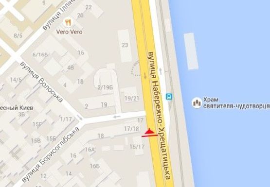 Схема рекламной плоскости по адресу Набережно-Крещатицкая ул., 17/18 - Борисоглебская ул.